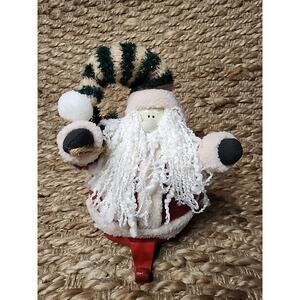 Vintage Traditions Plush Fabric Santa Christmas Stocking Holder Holiday Decor 8"